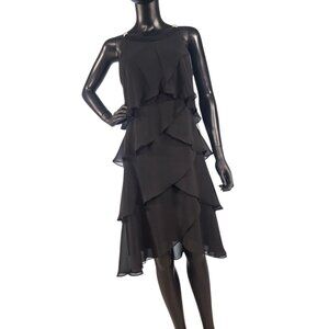 Black Chiffon Flounce Cocktail Dress - S.L. Fashions